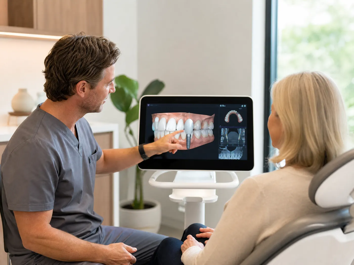 Hygienist using a digital intraoral scanner on a patient
